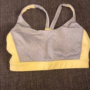 Yellow padded colorblock sports bra
